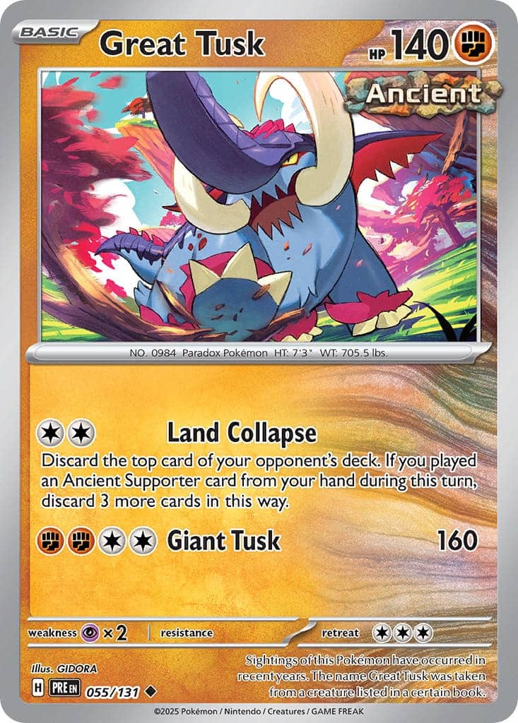 Great Tusk #055/131 | Prismatic Evolutions | Uncommon- Pokeball